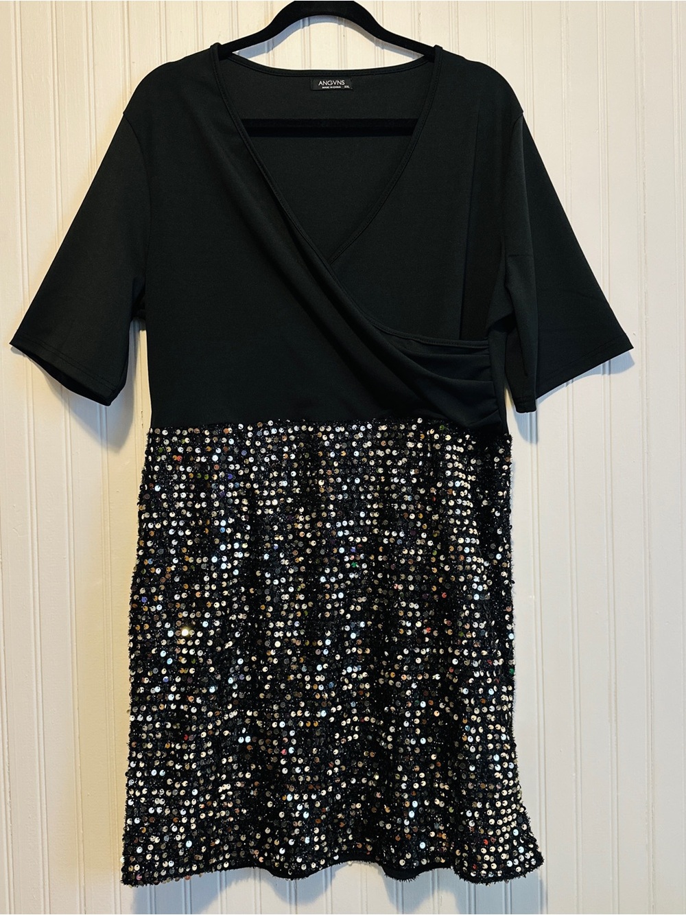 ANGVNS Black & Sparkly Sequin Party Dress – Size XXL